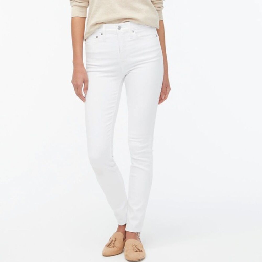 J.Crew 9" High Rise Toothpick Jeans Women’s 29 Tall White Skinny Stretch